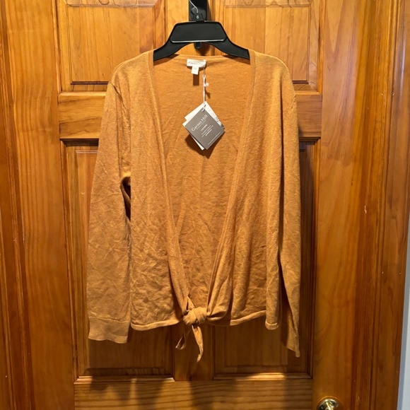 Garnet Hill Tie Front Cashmere Sweater Large NWT - Picture 2 of 7